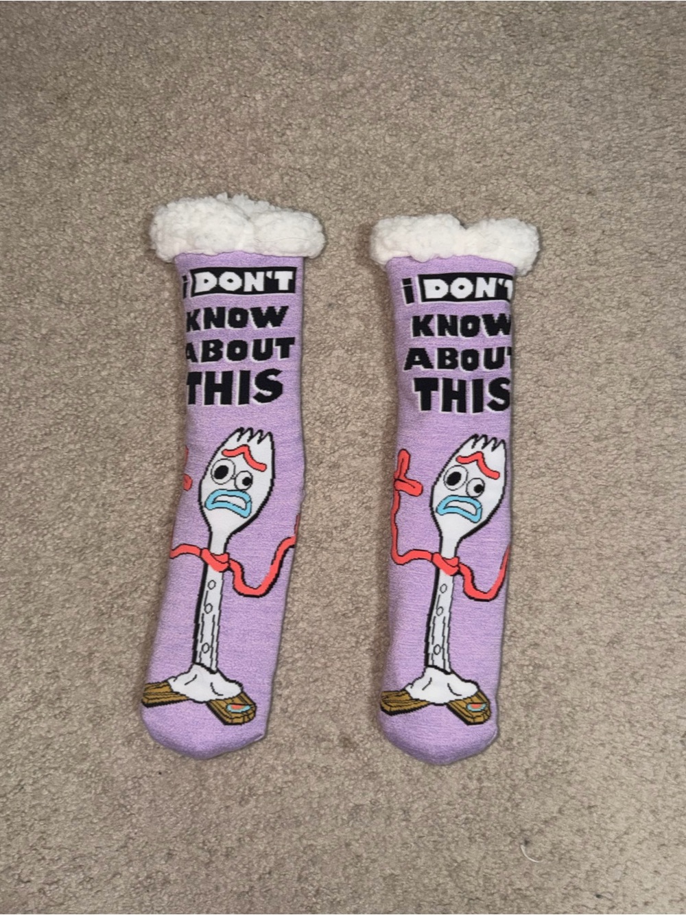 Women’s Lilac Fork Plush-Lined Socks